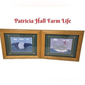 Patricia Hall Farm Life Prints Chicken With Chicks & Pig Cottagecore Farmhouse